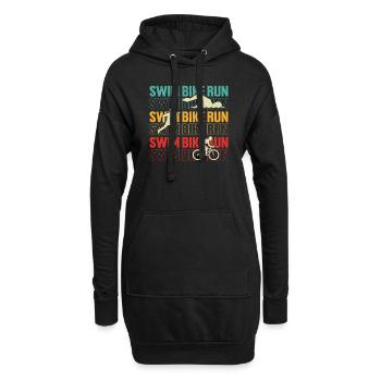 Schwimmen Rad Laufen Lustig Triathlet Retro Triathlon - Hoodie-Kleid - Schwarz - Vorne