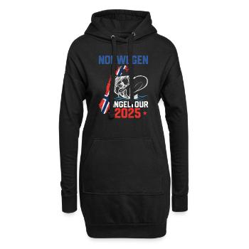 Angeltour Norwegen 2025 Angelurlaub Angeltrip - Hoodie-Kleid - Schwarz - Vorne