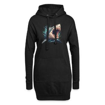 Grands requins blancs Grand requin blanc - Sweat-shirt à capuche long Femme - noir - Devant