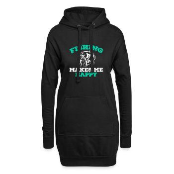La pêche me rend heureux - Sweat-shirt à capuche long Femme - noir - Devant