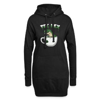 T-Rex Tyrannosaurus Rex Buveur de thé Dino avec thé - Sweat-shirt à capuche long Femme - noir - Devant