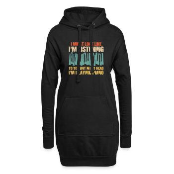 J’ai peut-être l’air d’écouter du piano - Sweat-shirt à capuche long Femme - noir - Devant