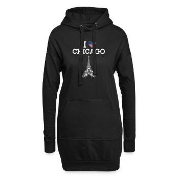 I Love Chicage USA Flagge Cool Eiffelturm Liebhaber - Hoodie-Kleid - Schwarz - Vorne