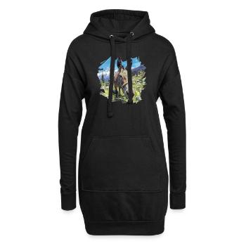 Âne Esel - Sweat-shirt à capuche long Femme - noir - Devant