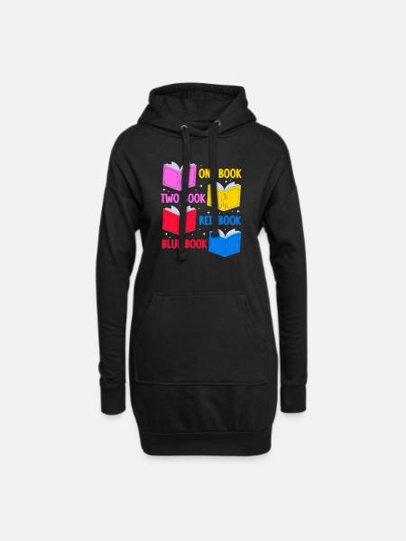 one book two book red book blue book Design for a - Hoodie-Kleid - Schwarz