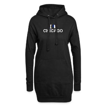 I Love Chicago Cool France Wrong Flag Heart Humor - Hoodie-Kleid - Schwarz - Vorne