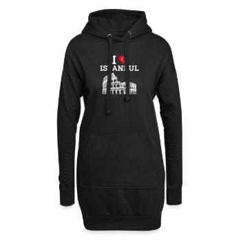 I love Istanbul Cool Heart Flagge Türkei Europa Wortspiel - Hoodie-Kleid - Schwarz - Vorne