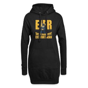 Eier sucht man nicht Eier hat man - Hoodie-Kleid - Schwarz - Vorne