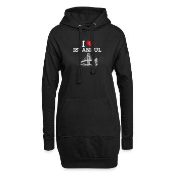 Ich liebe Istanbul Türkei Golden Gate Brücke Flagge Wortspiel - Hoodie-Kleid - Schwarz - Vorne