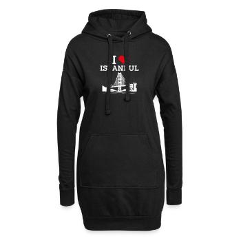 Ich liebe Istanbul Golden Gate Brücke Liebhaber Herz Wortspiel - Hoodie-Kleid - Schwarz - Vorne