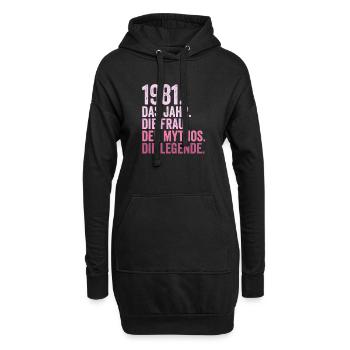 1981 Jahr Frau Mythos Legende Geburtstag - Hoodie-Kleid - Schwarz - Vorne