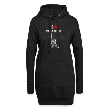 Ich liebe Istanbul Coole Freiheitsstatue Herz Flagge - Hoodie-Kleid - Schwarz - Vorne
