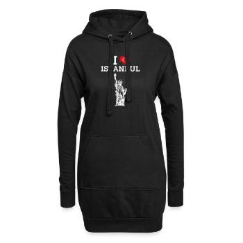 Ich liebe Istanbul Türkei Liebhaber Freiheitsstatue - Hoodie-Kleid - Schwarz - Vorne