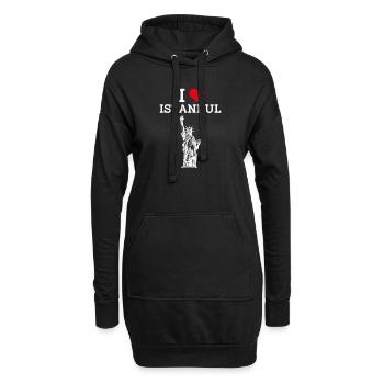 Ich liebe Istanbul Türkei Flagge Freiheitsstatue Wortspiel - Hoodie-Kleid - Schwarz - Vorne