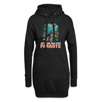 Papageie Papagei - Hoodie-Kleid - Schwarz - Vorne