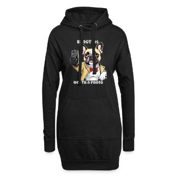 LA BEAUTÉ DU SMARTPHONE POUR CHIEN VAUT UNE PHOTO - Sweat-shirt à capuche long Femme - noir - Devant