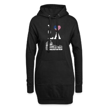 Ich liebe Los Angeles Cool Heart Flagge Kolosseum Wortspiel - Hoodie-Kleid - Schwarz - Vorne