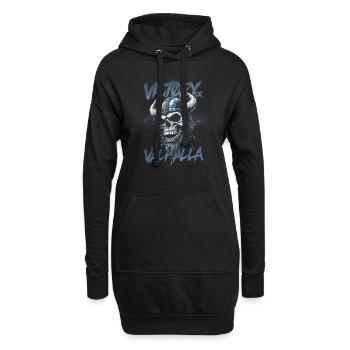 Nordischer Wikingersieg oder Walhalla - Hoodie-Kleid - Schwarz - Vorne