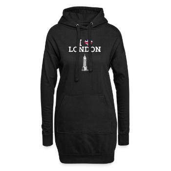 J’aime Londres coeur drapeau Royaume-Uni État jeu de mots - Sweat-shirt à capuche long Femme - noir - Devant