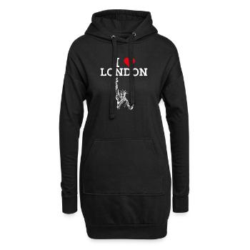 J’aime Londres Statue De La Liberté Coeur Amour Angleterre - Sweat-shirt à capuche long Femme - noir - Devant