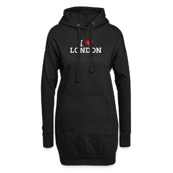J’aime Londres Cool Mauvais Drapeau Turc Lover Jeu de mots - Sweat-shirt à capuche long Femme - noir - Devant