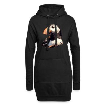 Papageientaucher - Hoodie-Kleid - Schwarz - Vorne
