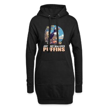 Papageientaucher - Hoodie-Kleid - Schwarz - Vorne