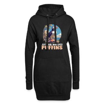 Papageientaucher - Hoodie-Kleid - Schwarz - Vorne