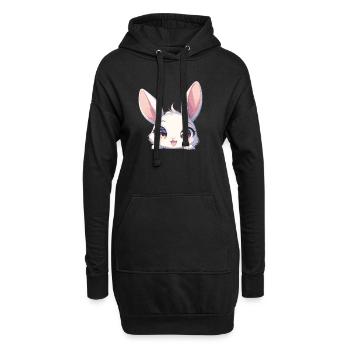 Hasen Hase - Hoodie-Kleid - Schwarz - Vorne