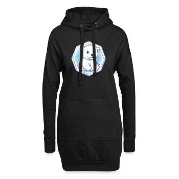 Petit ours polaire dans la glace - Sweat-shirt à capuche long Femme - noir - Devant