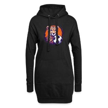 Gepard mit Fußball - Hoodie-Kleid - Schwarz - Vorne