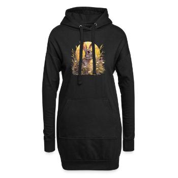 Hasen Hase - Hoodie-Kleid - Schwarz - Vorne