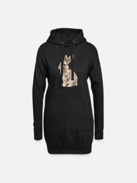 Hasen Hase - Hoodie-Kleid - Schwarz
