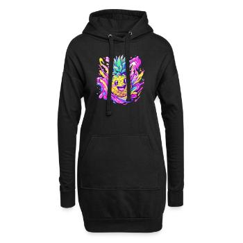 Fröhliche Ananas Explosion - Hoodie-Kleid - Schwarz - Vorne