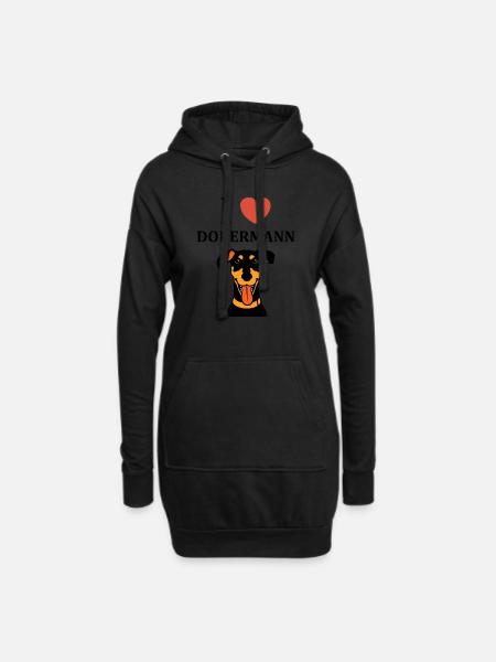 Dobermann - Hoodie-Kleid - Schwarz