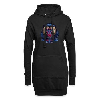 Mandrill Affe im Spiegel - Hoodie-Kleid - Schwarz - Vorne