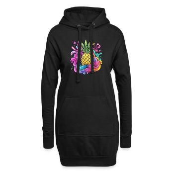 Ananas Farbexplosion - Hoodie-Kleid - Schwarz - Vorne