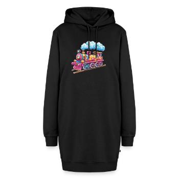 Bunte Traumlokomotive - Hoodie-Kleid - Schwarz - Vorne
