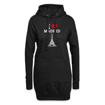 I Love Madrid Cool Heart Flagge Spanien Eiffelturm - Hoodie-Kleid - Schwarz - Vorne
