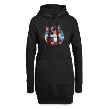 Fliegendes Eichhörnchen mit Brille - Hoodie-Kleid - Schwarz - Vorne