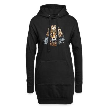 Gepard am Wasser - Hoodie-Kleid - Schwarz - Vorne