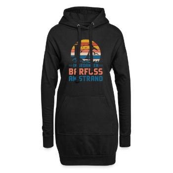 Mer Baltique Côte de la mer du Nord Pieds nus sur la plage en pensées - Sweat-shirt à capuche long Femme - noir - Devant