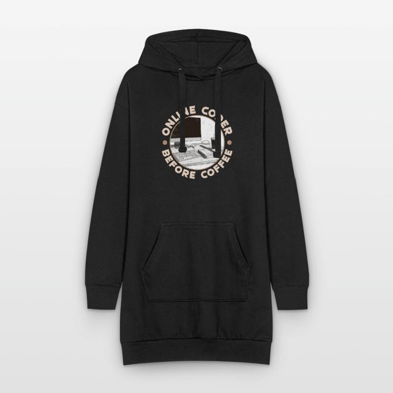 Online Coder Before Coffee Developer Coffee Lover Hoodie-Kleid