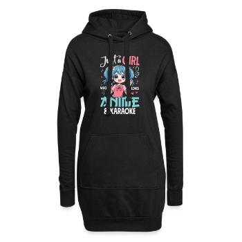 Juste une fille qui aime l’anime et le karaoké - Sweat-shirt à capuche long Femme - noir - Devant