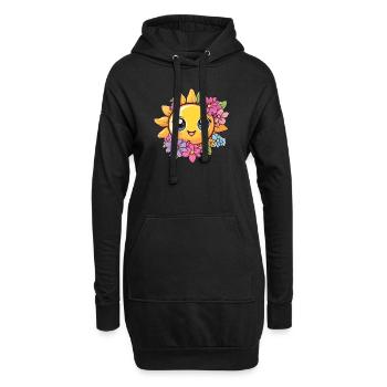 Sonnenschein mit Blumenkranz - Hoodie-Kleid - Schwarz - Vorne