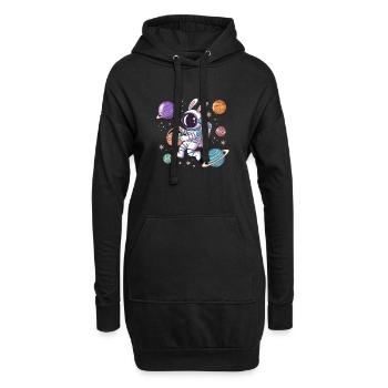 Lapin de Pâques astronaute dans l’espace avec des planètes - Sweat-shirt à capuche long Femme - noir - Devant