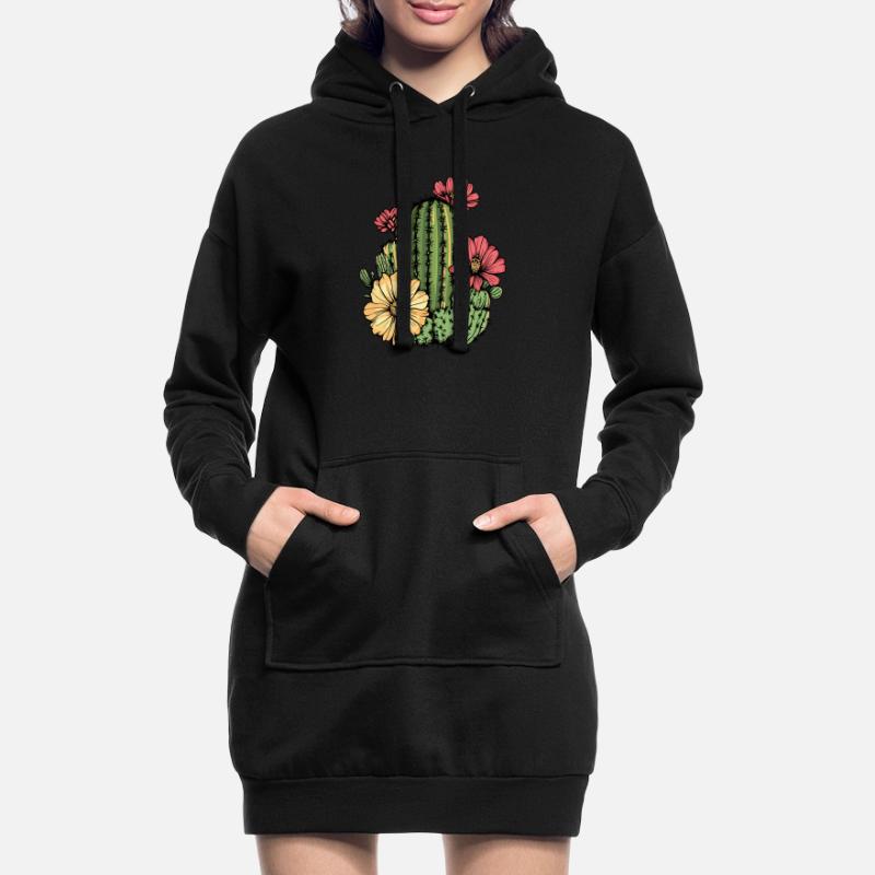 Cactus à fleurs Sweat-shirt à capuche long Femme