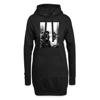 Selfie d’ours de pêche - Sweat-shirt à capuche long Femme - noir - Devant