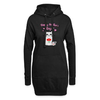 Chat et son chaton, fête des mères - Sweat-shirt à capuche long Femme - noir - Devant