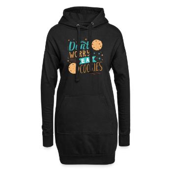 Ne vous inquiétez pas et mangez des biscuits - Sweat-shirt à capuche long Femme - noir - Devant